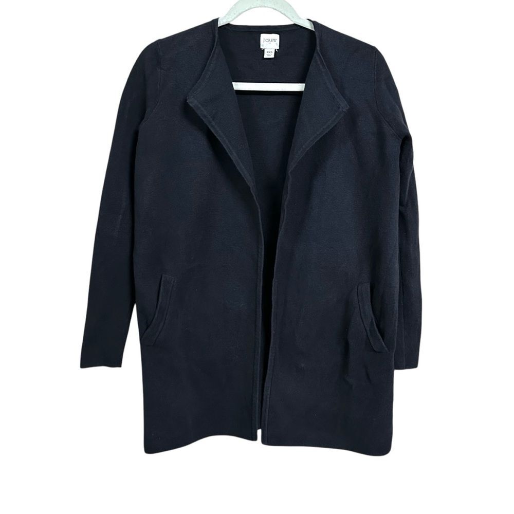 J Crew Factory Womens XXS Vanessa Sweater Jacket Black Open Front Preppy Casual